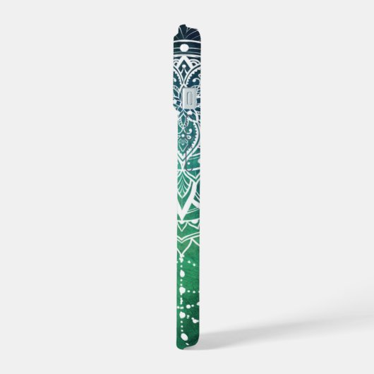 Elegante  Zen Mandala Rosette Groene tinten iPhone 15 Case (Linkerkant)