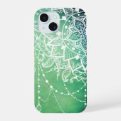 Elegante  Zen Mandala Rosette Groene tinten iPhone 15 Case (Achterkant)