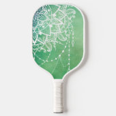 Elegante  Zen Mandala Rosette Groene tinten Pickleball Paddle (Voorkant)