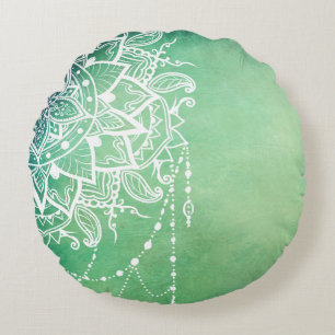 Elegante  Zen Mandala Rosette Groene tinten Rond Kussen