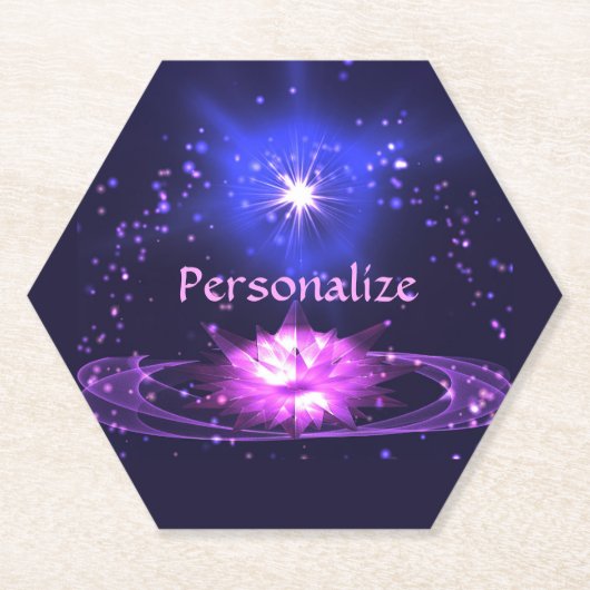 Elegante Zen Paarse Crystal Lotus Flower Kartonnen Onderzetters (Voorkant)
