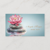 Elegante Zen Stones Blauwe Lotus Bloem Visitekaartje (Voorkant)