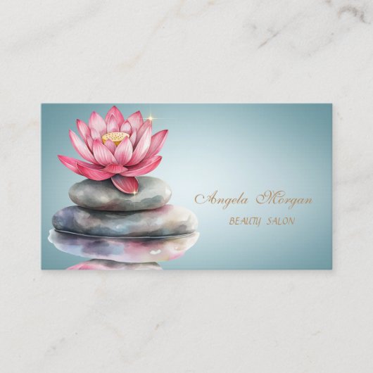 Elegante Zen Stones Blauwe Lotus Bloem Visitekaartje (Voorkant)