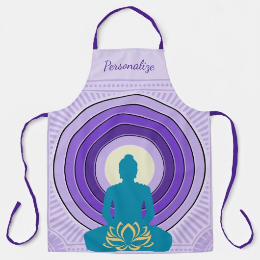 Elegante zen yoga meditatie gepersonaliseerde rook schort (Voorkant)