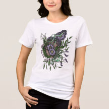 Elegante Zentangle Paarse Bloemboeket Dames T-
