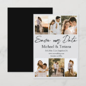 Elegante zes foto's collage moderne script grijs save the date (Voorkant / Achterkant)