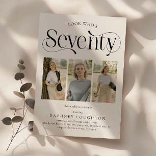 Elegante ZEVENTIG 3 foto collage 70ste verjaardag Kaart