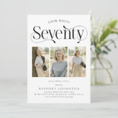 Elegante ZEVENTIG 3 foto collage 70ste verjaardag Kaart (Staand voorkant)