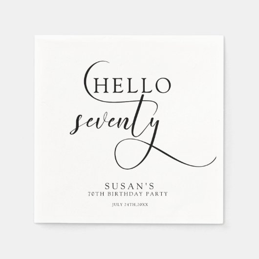 Elegante zeventigste verjaardag servet (Voorkant)