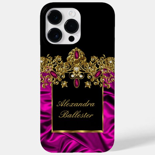 Elegante zijde Rich Roze Goud zwart Case-Mate iPhone Case (Achterkant)
