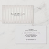 Elegante  zilver en witte strepen visitekaartje (Voorkant / Achterkant)