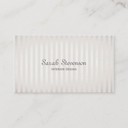 Elegante  zilver en witte strepen visitekaartje (Voorkant)