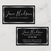 Elegante Zilver en Zwarte Eenvoudige Minimalist Visitekaartje (Voorkant / Achterkant)