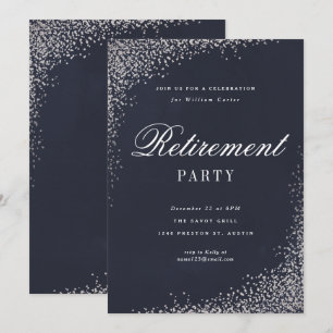 Elegante Zilver Folie Script Pensioenfeest Kaart