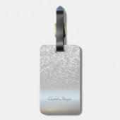 Elegante Zilver Glitter Bokeh Ombre Monogram Bagagelabel (Achterkant verticaal)