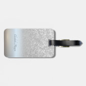 Elegante Zilver Glitter Bokeh Ombre Monogram Bagagelabel (Achterkant horizontaal)