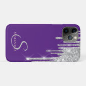 Elegante Zilver Glitter Druppels Paars Case-Mate iPhone Case (Achterkant (horizontaal))