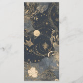 Elegante Zilver Goud Hemelse Bruiloft Menu (Achterkant)