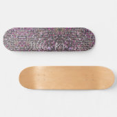 Elegante Zilver roze witte kristallen pakking Persoonlijk Skateboard (Horizontaal)
