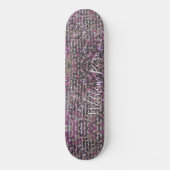 Elegante Zilver roze witte kristallen pakking Persoonlijk Skateboard (Voorkant)