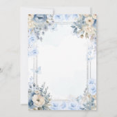 Elegante Zilver & Stofblauwe Rozen 80ste Verjaarda Kaart (Achterkant)