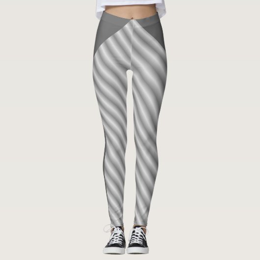Elegante zilver wit gestreept leggings (Voorkant)