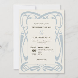 Elegante zilverblauw op zachte gele vintage lint kaart