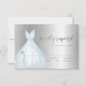 Elegante zilverblauwe jurk quinceañera RSVP (Voorkant)