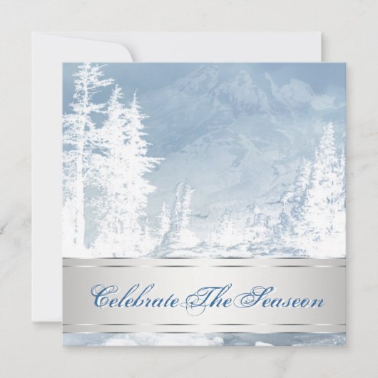 Elegante zilverblauwe kerstfeest uitnodigingen (Voorkant)