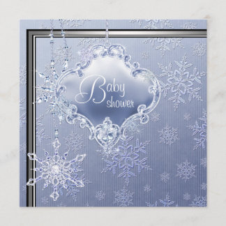 Elegante zilverblauwe sneeuwvlok baby jongens douc kaart