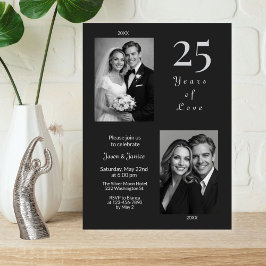Elegante Zilveren 25e Huwelijksverjaardag Kaart