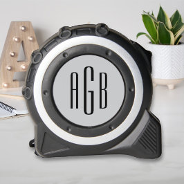 Elegante zilveren 3-letter monogram initiaal rolmaat