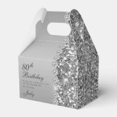 Elegante Zilveren 80e Verjaardag Bedankdoosjes (Voorkant Zijde)
