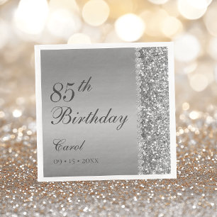 Elegante zilveren 85e verjaardagsfeest servet
