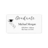 Elegante zilveren afstudeermuts etiket (Voorkant)