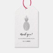 Elegante zilveren ananas bruiloft cadeaulabel (Voorkant)