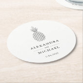 Elegante zilveren ananas bruiloft ronde kartonnen onderzetter (Gebogen)