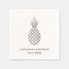 Elegante zilveren ananas bruiloft servet