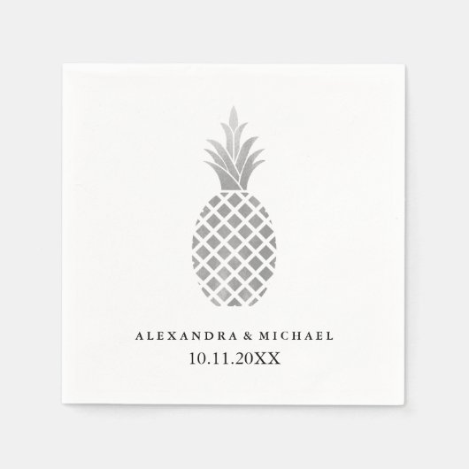 Elegante zilveren ananas bruiloft servet (Voorkant)