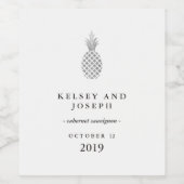 Elegante zilveren ananas wijn etiket (Enkel label)
