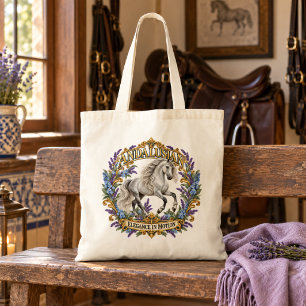 Elegante zilveren Andalusische paard lavendel bloe Tote Bag