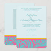 Elegante zilveren Aqua Fuchsia Butterscotch wervel Kaart (Voorkant / Achterkant)