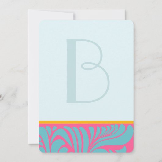 Elegante zilveren Aqua Fuchsia Butterscotch wervel Kaart (Achterkant)