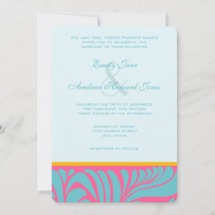 Elegante zilveren Aqua Fuchsia Butterscotch wervel Kaart
