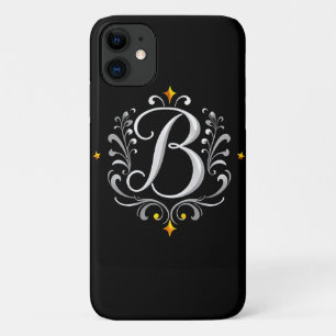 Elegante Zilveren B Letter Monogram Case-Mate iPhone Case