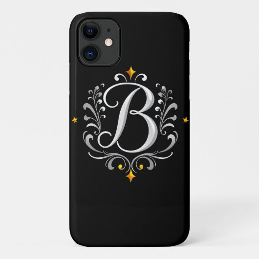 Elegante Zilveren B Letter Monogram Case-Mate iPhone Case (Achterkant)