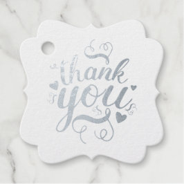 Elegante zilveren bedankkaartjes van folie  bedankjes labels