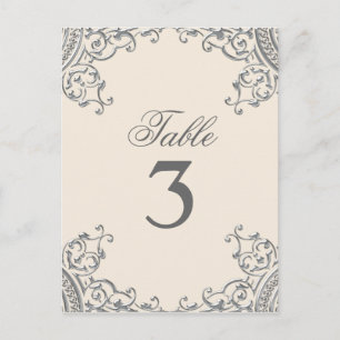 Elegante zilveren beige huwelijks tafelkaartjes briefkaart