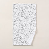 Elegante Zilveren Bladdruk op Witte Familienaam Bad Handdoek (Handdoek)