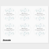 Elegante zilveren blauwe eucalyptus moderne bruilo ronde sticker (Vel)